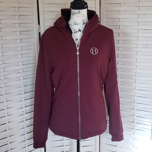 Harcour Jackets & Blazers - Harcour burgundy full zip equestrian casual faux fur lined woman hoodie jacket